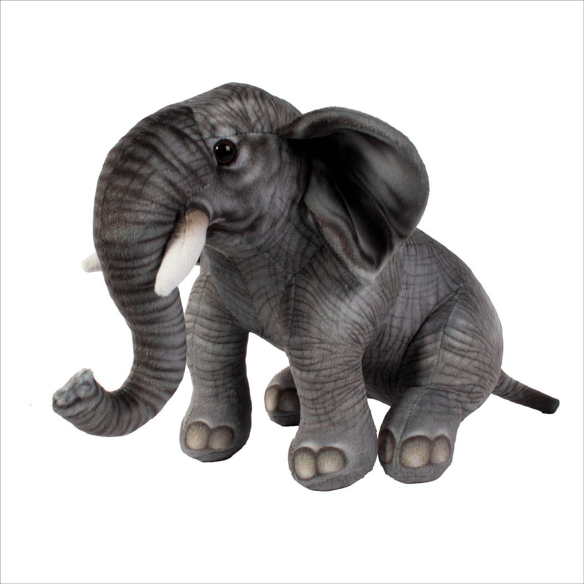 Real Planet™ Gray Sitting Elephant Realistic Plush Stuffed Animal