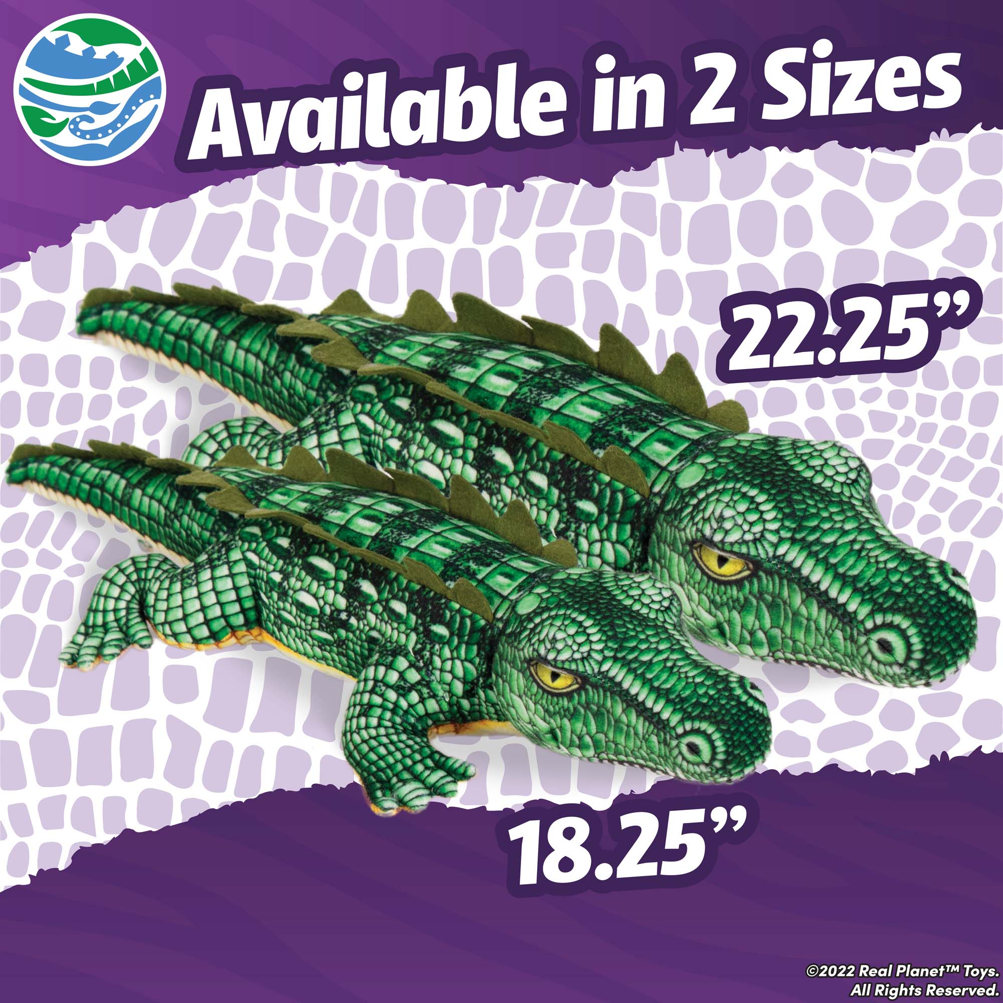 Real Planet™ Green Crocodile Realistic Plush Stuffed Animal – Real