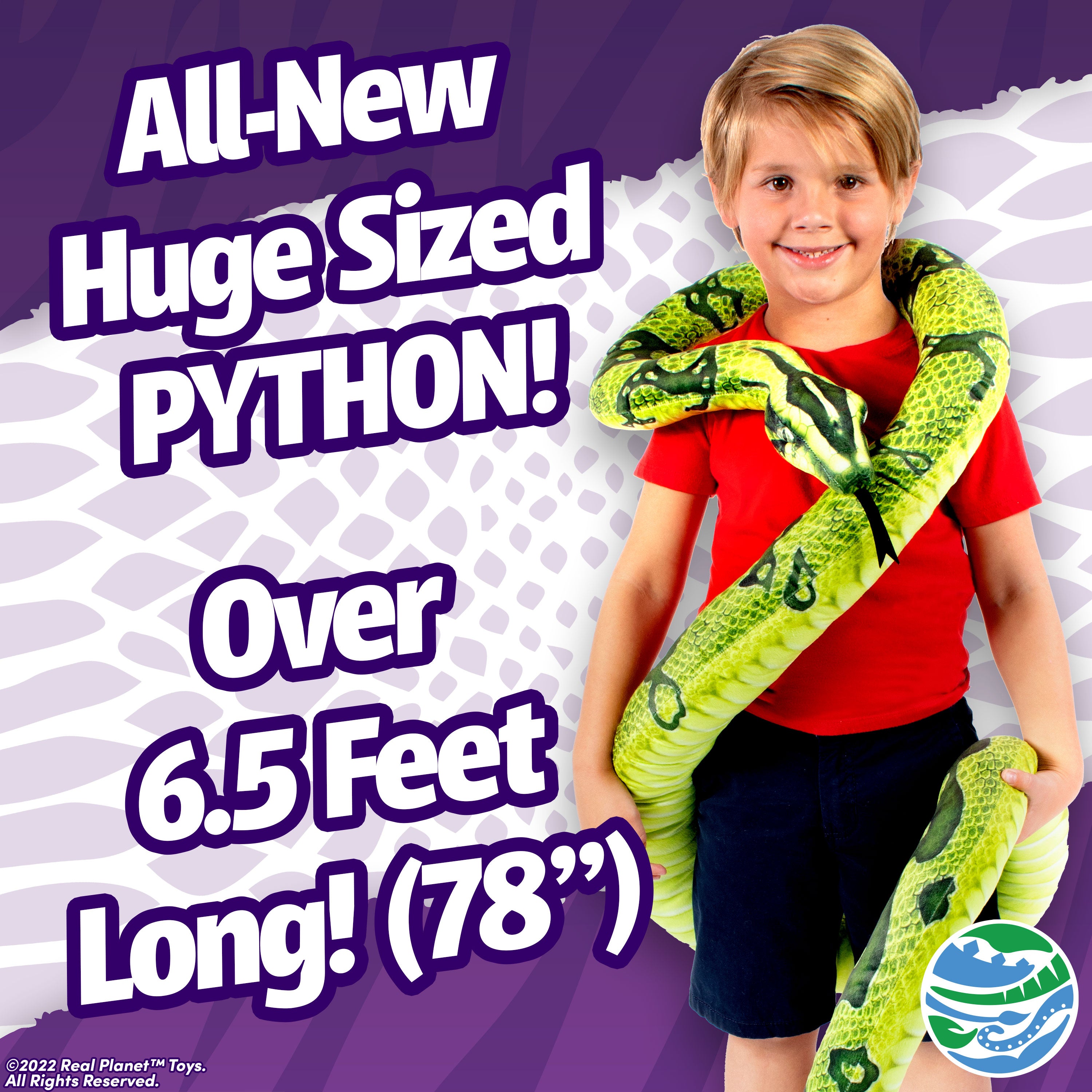 Real Planet™ Green & White Tree Python Realistic Plush Stuffed Animal ...