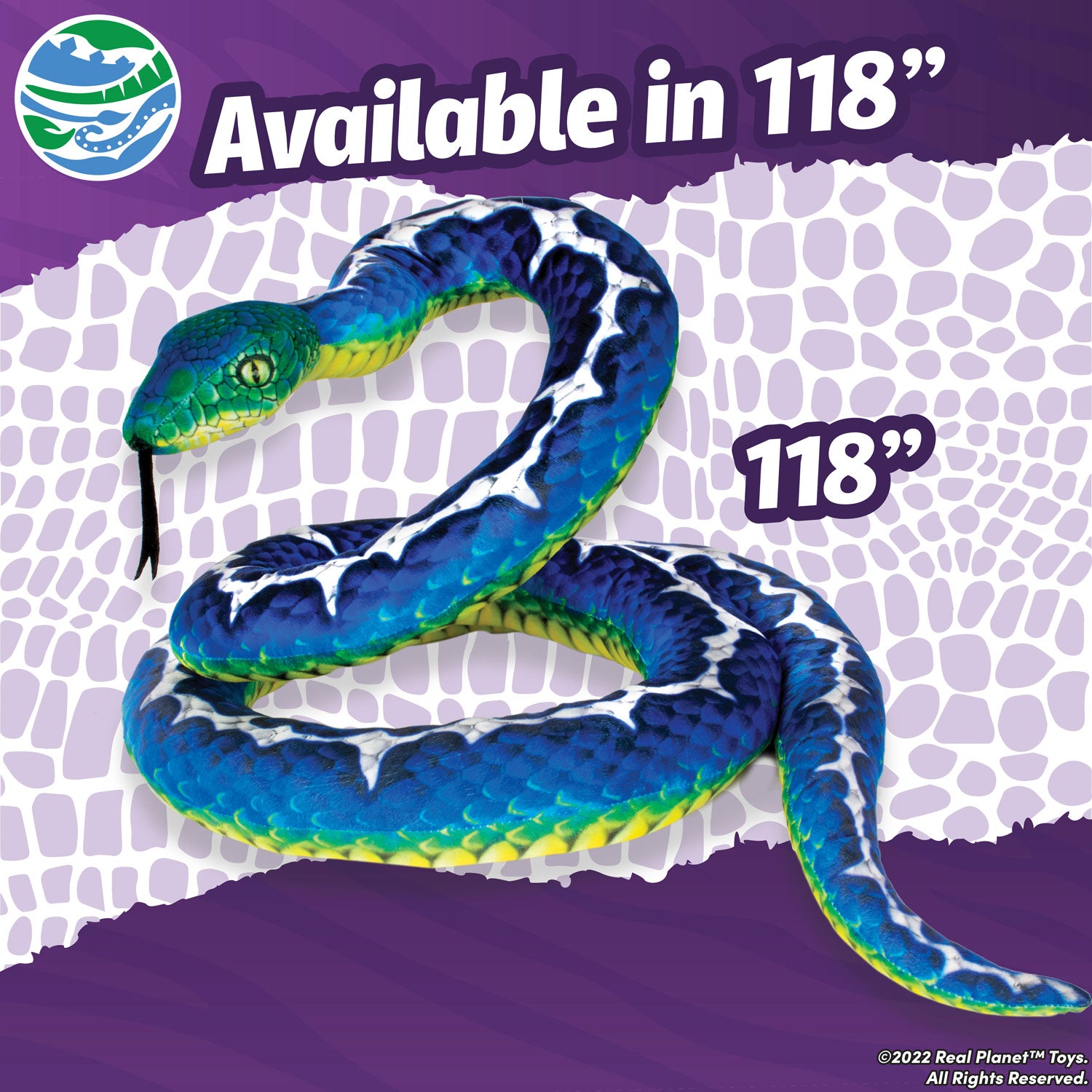 Real Planet™ Blue & White Tree Python Realistic Plush Stuffed Animal ...